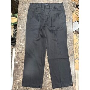 Dockers D2 Straight Fit Mens 36x30 Black Pleated Chino Pants Cotton Trousers